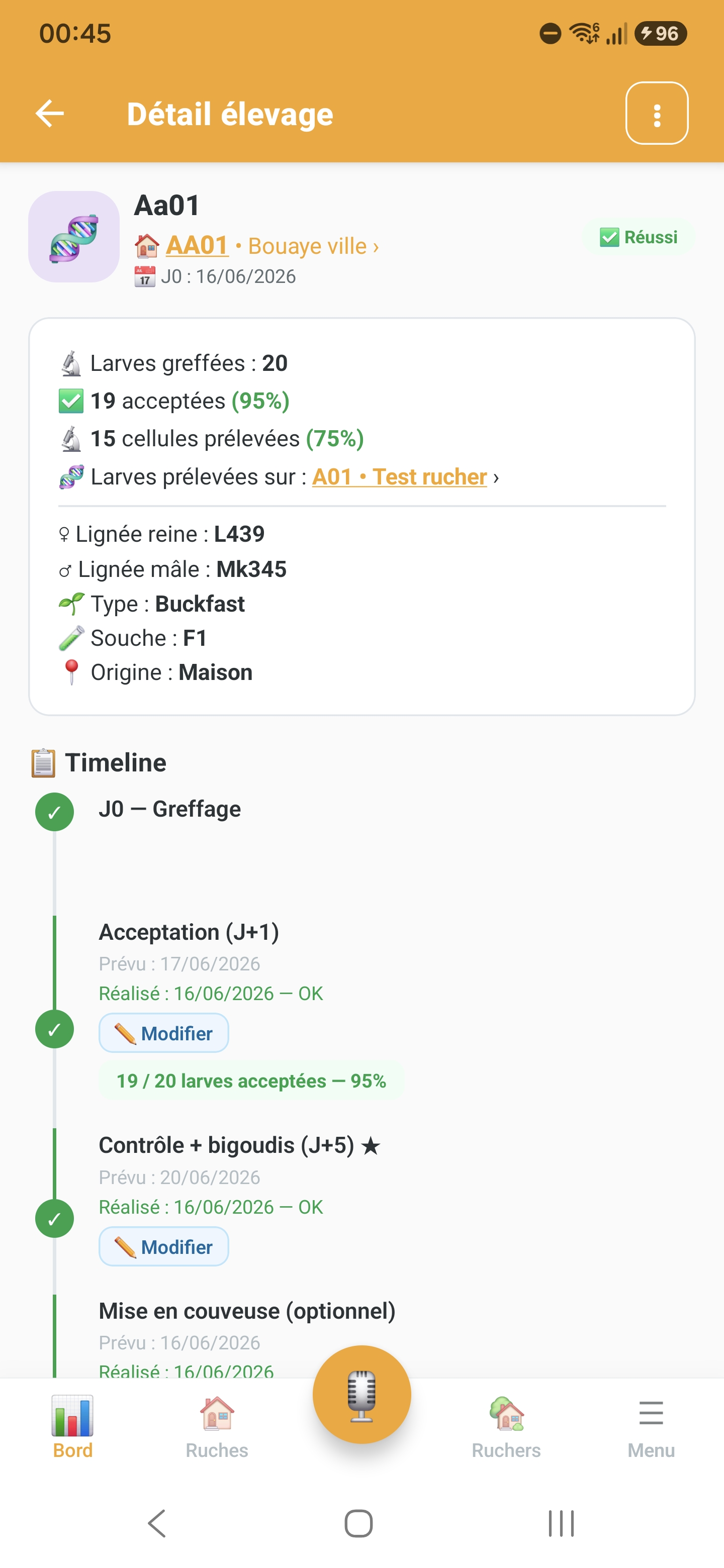 Association d'un greffage à plusieurs ruches par scan dans Api'Track