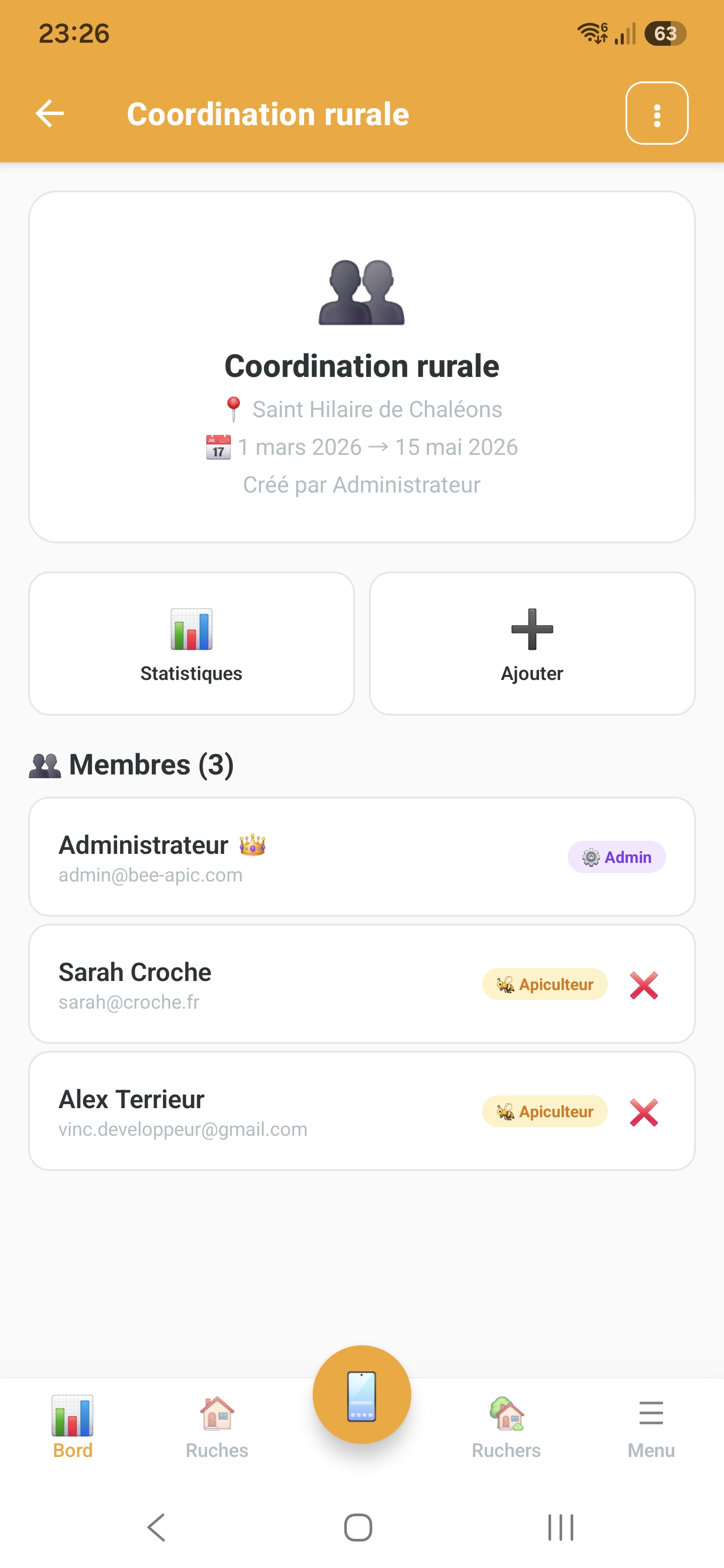 Gestion d'un groupe de piégeurs dans Api'Track