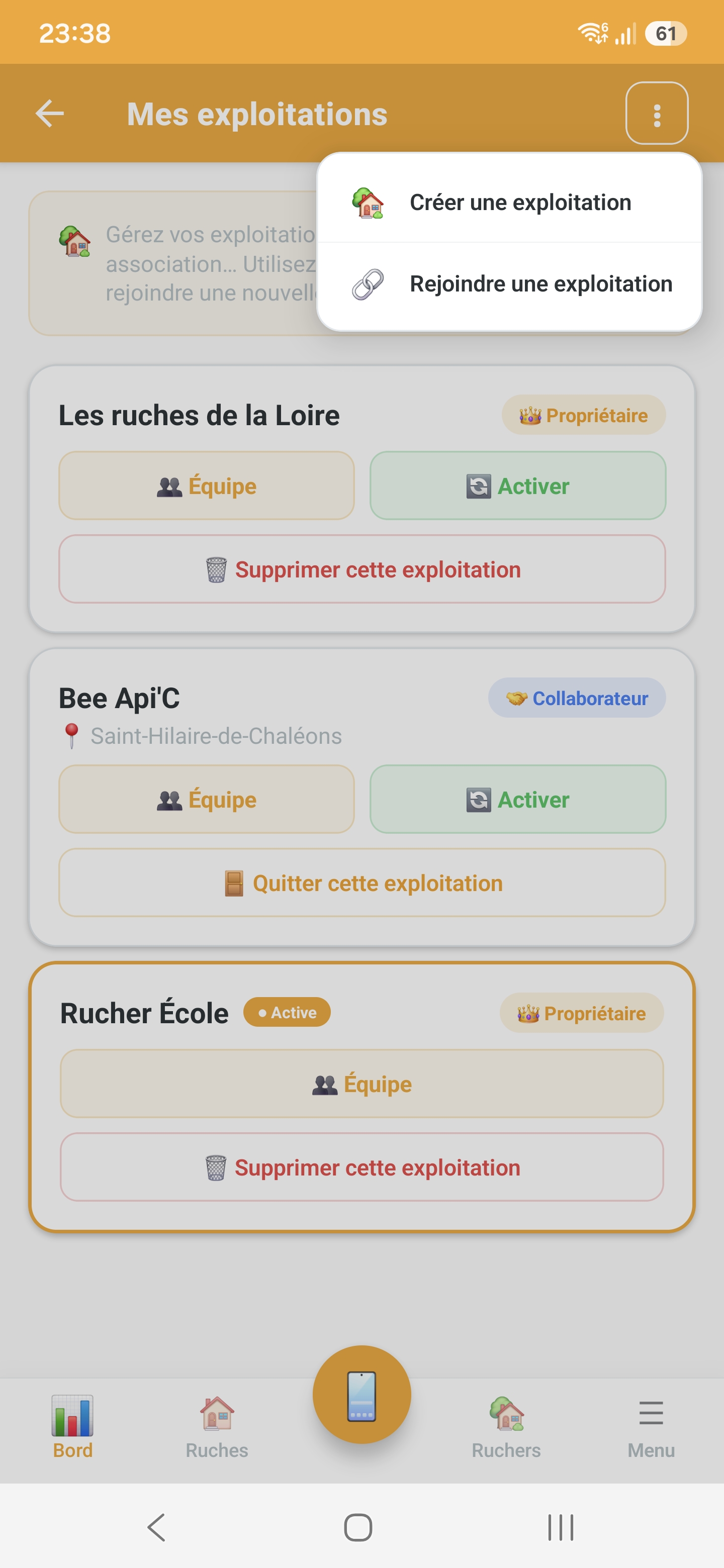 Vue consolidée de l'ensemble des colonies